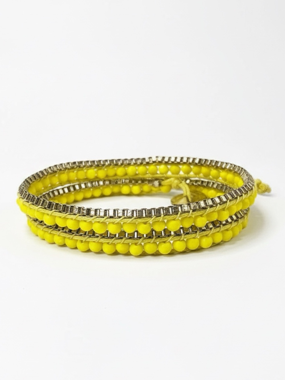 Neon Yellow Beaded Wrap Bracelet - Women Jewelry